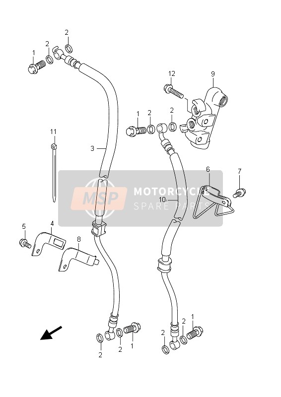 Suzuki UX150 SIXTEEN 2011 Flexible de frein avant pour un 2011 Suzuki UX150 SIXTEEN